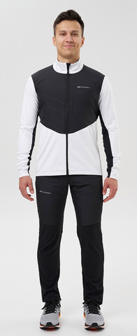 Премиальный костюм для лыж и зимнего бега Nordski Hybrid Pro 2.0 White/Black мужской