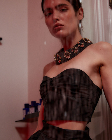 Топ-корсет из тафты черный