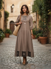 Варвара. Платье женское макси, льняное с вышивкой в этностиле PL-422573