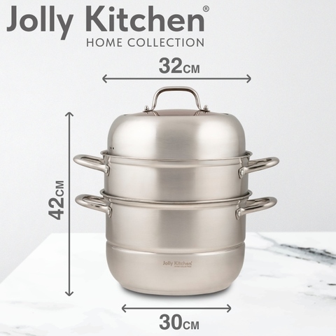 Мантоварка-пароварка Jolly Kitchen три яруса, диаметр 32 см, нержавеющая сталь