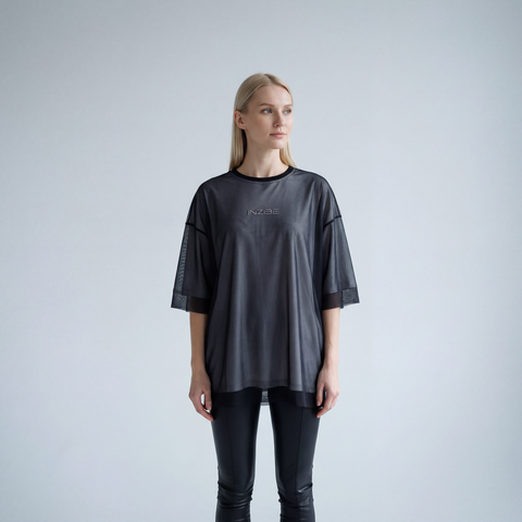 Футболка с сеткой оверсайз, белая