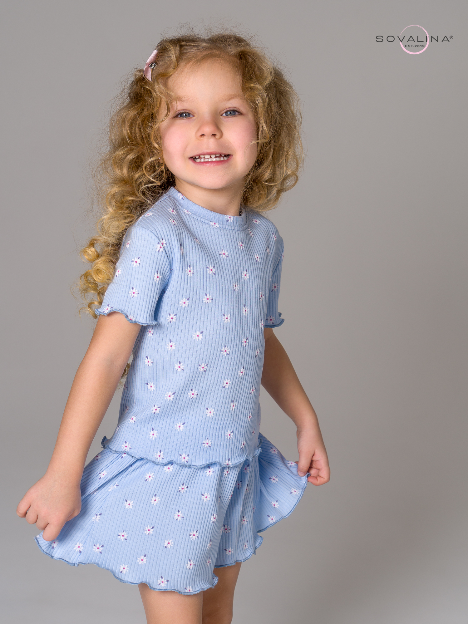 Пижама Элли ромашки на голубом