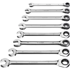 ЗУБР 8 шт, 8 - 19 мм, набор комбинированных трещоточных гаечных ключей, Профессионал (27074-H8)