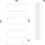 Полотенцесушитель Terminus Электро 25 Ш-обр 600х800