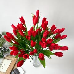 Крокусы-подснежники искусственные, красные, 33 см, больше 80 бутонов в наборе, набор 4 букета