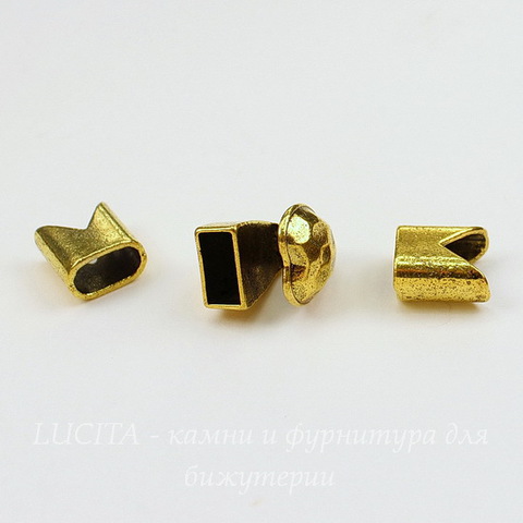 Замок для шнура 5 мм из 3х частей "Сердце" 15х15х14 мм, 13х12 мм (цвет - античное золото)