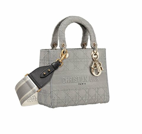 Сумка женская Dior Lady D-lite, модель среднего формата серый