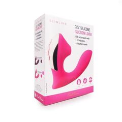 Розовый  L-образный вибромассажёр с вакуумной стимуляцией 3,5’’ Silicone Billow Suction Lover - 