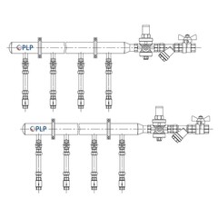 Узел коллекторный для водоснабжения этажный с левым подключением на 3 выхода PLP УКЭВ-Л-25-РД25-40НЖ-100-3-15-В110-КО15