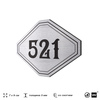 Номерок на дверь квартиры 521, для кабинета, офиса, шильдик 9 х 7 см, серебристый, Айдентика Технолоджи