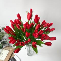 Крокусы-подснежники искусственные, красные, 33 см, больше 80 бутонов в наборе, набор 4 букета