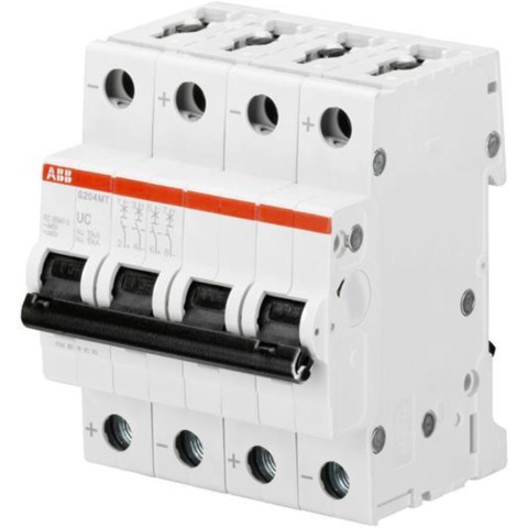 Автоматический выключатель 4-полюсный 2 A, тип C, 10 кА S204MT C2UC. ABB. 2CDS274065R0024