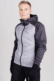 Премиальный костюм для лыж и зимнего бега Nordski Hybrid Hood Black/Grey