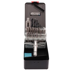 Набор метчиков комплектных M3 -M12 HSS-G DIN352 (+ вороток, сверла) 30пр Volkel 49511