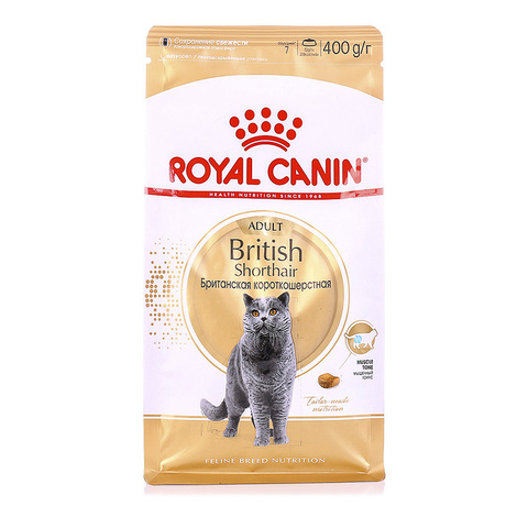 Сухой корм Royal Canin British Shorthair, для взр. кошек породы британская короткошерстная, 400 г.