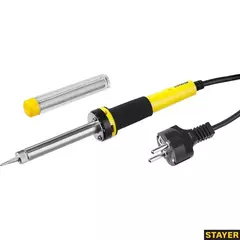 STAYER PROTerm, 30 Вт, конус, в наборе: припой + подставка, 2 К рукоятка, электропаяльник, Professional (55300-30)