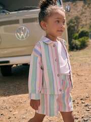 Рубашка и шорты в комплекте для девочки Next AA4-012, Кремовый, Розовый, Синий