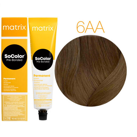 Matrix SoColor Pre-Bonded 6AA темный блондин глубокий пепельный, стойкая крем-краска для волос