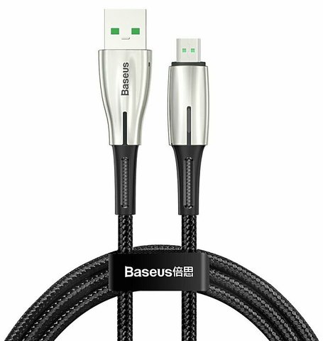 Кабель USB - Micro-USB 4A Baseus Waterdrop (CAMRD-C01) с быстрой зарядкой 20W 2м (200 см) (Черный с золотым)