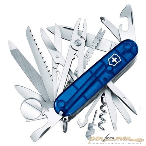 Нож перочинный Victorinox SwissChamp 91мм 33 функции прозрачный синий (1.6795.T2)