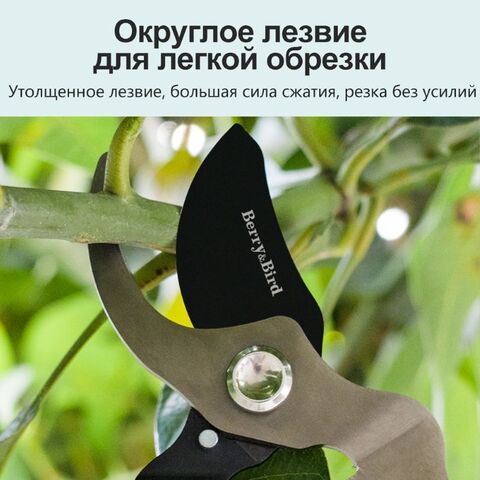 Секатор с деревянной ручкой и фиксатором Berry&Bird