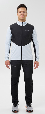 Премиальный костюм для лыж и зимнего бега Nordski Hybrid Pro 2.0 Pearl Blue/Black мужской