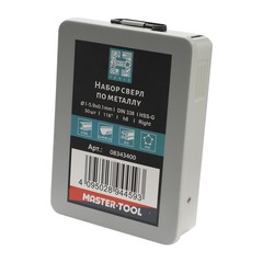 Набор сверл по металлу 1-5,9мм 50шт DIN338 HSS-G 135° (мет. кейс) H-Tools 08343400