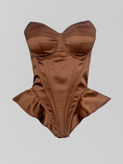 Корсет Womens Fashion атласный без лямок с баской