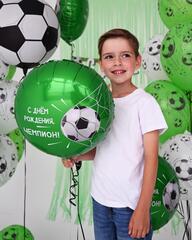 К 18''/46 см, Круг, С Днем рождения, Чемпион, Футбольный мяч, 1 шт. (В упаковке)