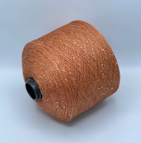 Бобинная пряжа, Linette Pailletes, 450м, 80% Лен, 20% Полиэстер(пайетка), Охра+пайетка.37700