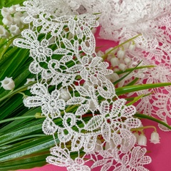 Кружево широкое, белое ажурное, для рукоделия, ширина 8,5 см, длина 2,1 м