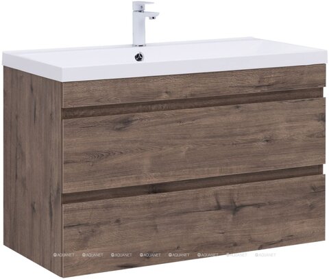 Aquanet 335878 Тумба с раковиной Нота new 100 цв.дуб веллингтон табак (335878)