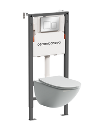 Ceramica Nova CN1905_121002CH Комплект Подвесной унитаз MONO Rimless + Система инсталляции Balance кнопка Square, хром глянцевый фото