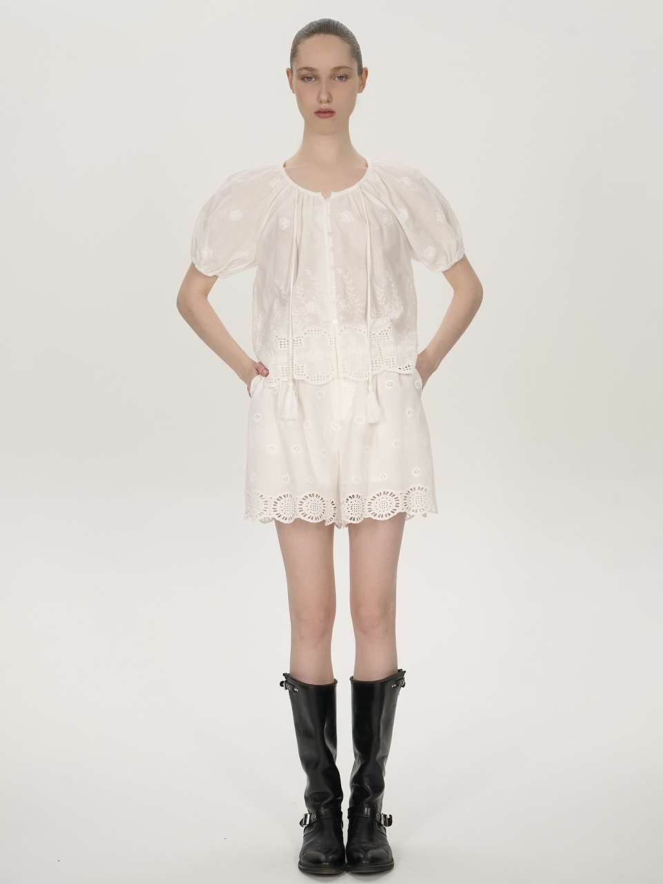 Блуза из хлопка с рукавом реглан