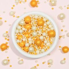 Шарики кранч Бело-золотой МИКС 100 гр.