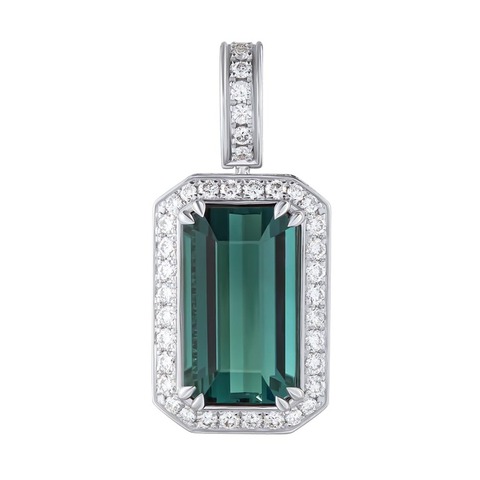 Подвеска с сине-зеленым турмалином и бриллиантами, P0070-2/2