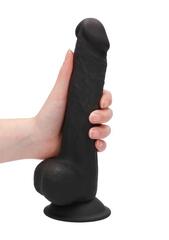 Черный фаллоимитатор Realistic Cock With Scrotum - 24 см. - 