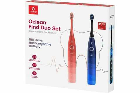 Зубная щетка Oclean 2-в-1 Find Duo Set набор из2 шт, красная и синяя