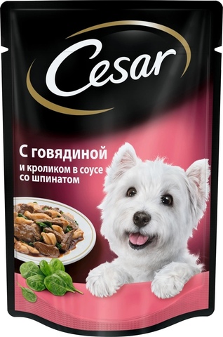 Cesar пауч для собак (говядина, кролик, шпинат) 85г