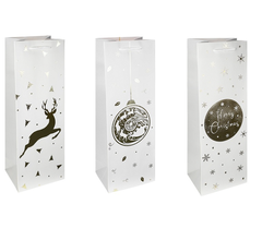 Пакет подар. с мат.лам. и тиснен. фол. 12х35х9см (Bottle) в ассорти