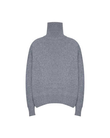 Свитер из смесового кашемира с высоким воротом светло-серый