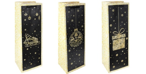Dream cards Пакет подарочный с мат.лам. и глиттером 12х35х9см (Bottle) в ассорти, 210 г