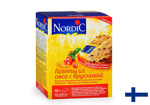 Галеты Nordic из овса с брусникой, 300г