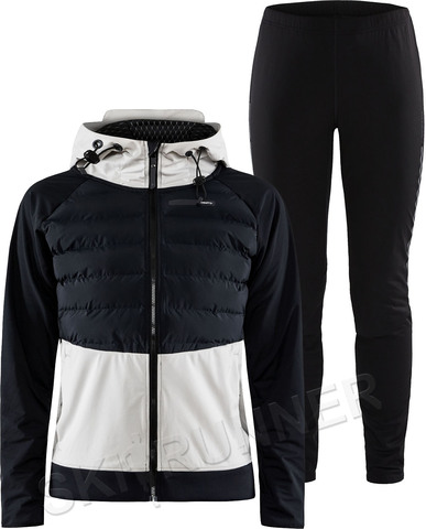 Премиальный Костюм для лыж и зимнего бега Craft Pursuit Thermal-Balance Black с капюшоном женский