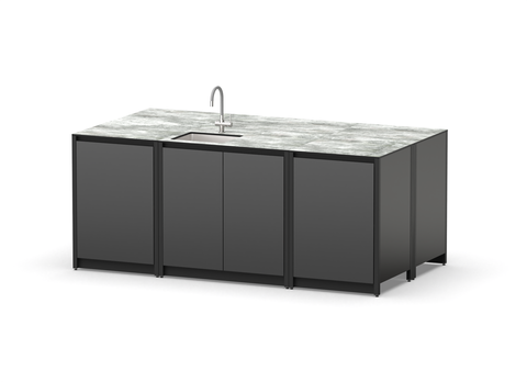 Остров кухонный уличный R-404S, 2.1 м, черный/серый каспий