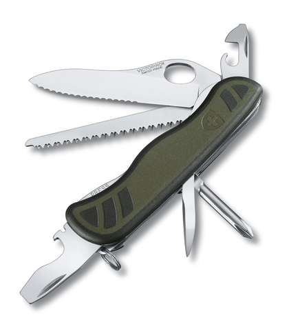 Нож складной Victorinox Soldiers Knife, 111 mm, 10 функций, зеленый