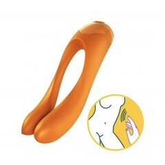 Мини вибратор на палец Satisfyer Candy Cane оранжевый