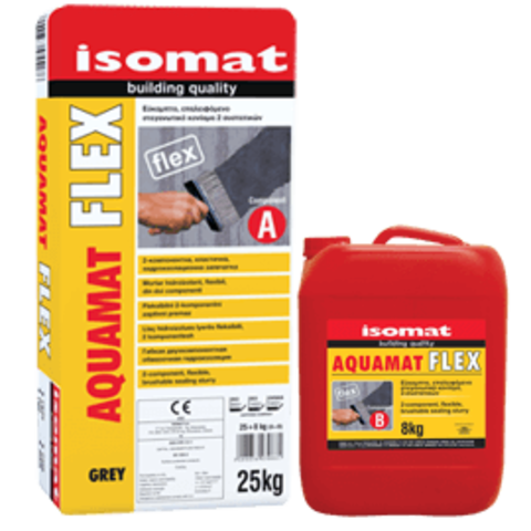 Isomat Aquamat Flex/Изомат Аквамат Флекс двухкомпонентная гибкая полимерцементная обмазочная гидроизоляция