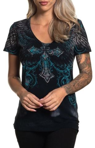 Affliction | Футболка женская AVILA AW6102 перед на модели
