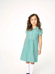 Платье школьное для девочки Next 946-565, Зеленый, Белый